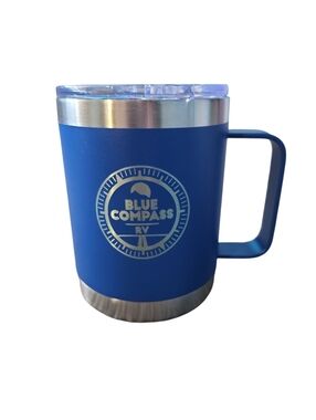 Blue Compass RV Blue Metal Coffee Mug